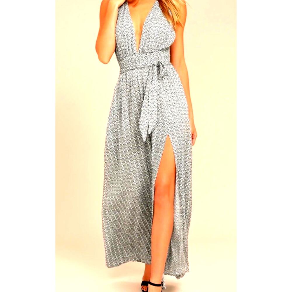 LULUS Boho Maxi Dress Coastal Floral Fairy Romantic Beach Resort Tropical Sexy M
